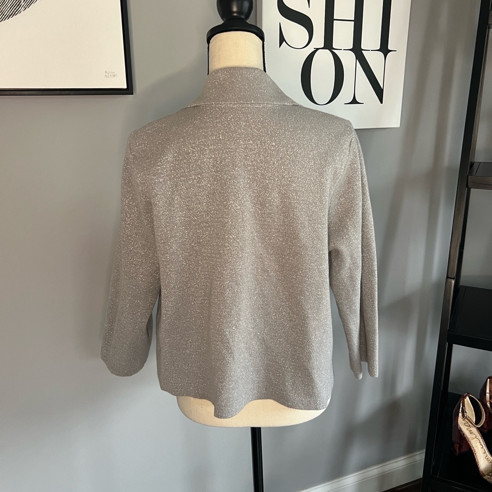 Chico's Metallic Open Front Jacket Cardigan - Picture 3 of 6